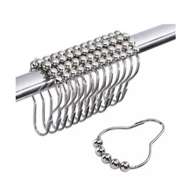 Shower Curtain Rings, Set of 12, Rust-Resistant Metal Shower Hooks Ring Shower Rings for Curtain Rolling Shower Curtain Hooks for Bathroom Shower Rod Shower Curtain Hangers - Nickel