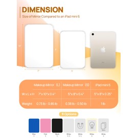 OMIRO Desk Makeup Mirror, 8 x 5 inches Table Mirror with Foldable Stand and Hanging Hole for Shaving and Travelling, White