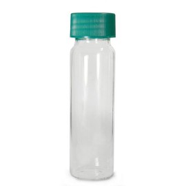 Qorpak GLC-01006 Borosilicate Glass 6 Drams Screw Thread Sample Vial, with 24-400 Neck Finish, Clear, Green Thermoset F217 and PTFE Lined Cap attached (Case of 72)