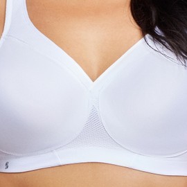 Glamorise Women's Full Figure MagicLift Plus Size Seamless Wirefree Back Close Sports Bra #1006, White, 38I