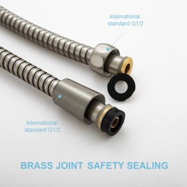 OFFO - Manguera de ducha, níquel cepillado de 100 pulgadas, accesorio de manguera de ducha de acero inoxidable galvanizado, manguera flexible con inserto de latón y tuerca para limpieza de baño de