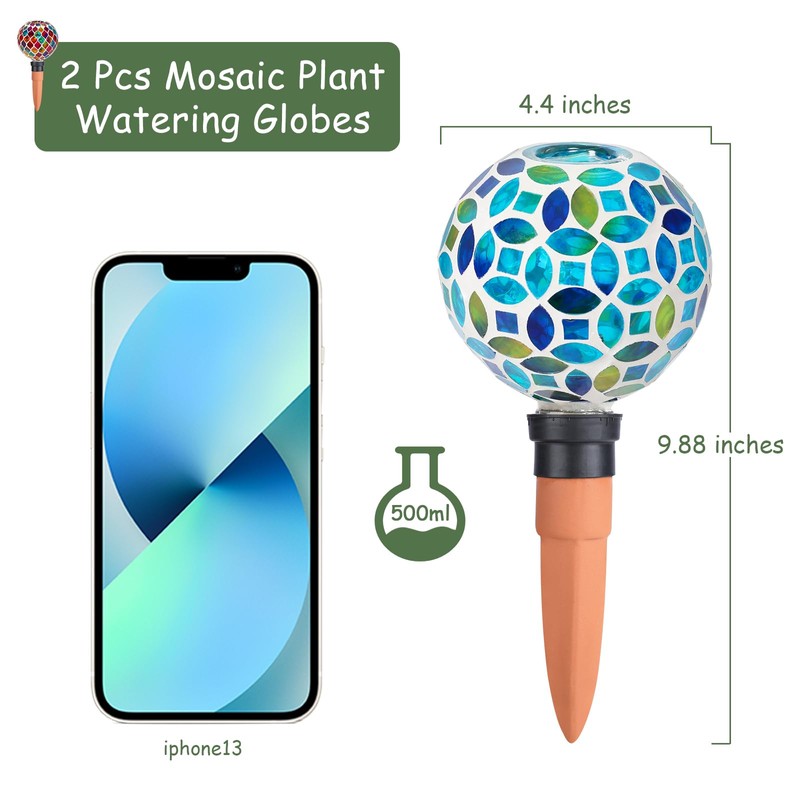 Chonsun Mosaic Watering Globes 2 Pack Self Watering Spikes Purple