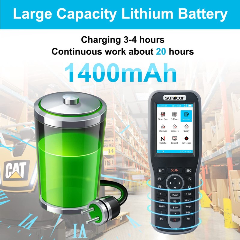 Sumicor Laser Inventory Barcode Scanner, 2.4G Wireless Barcode Scanner, Read