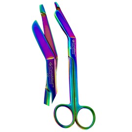 GERMAN STAINLESS LISTER BANDAGE SCISSORS 7.25" MULTI COLOR RAINBOW COLOR -Medical Care & Home Nursing