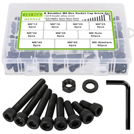 K Kwokker M3 M4 M5 Self Tapping Screws 6mm-40mm Wood Screws Assortment Kit Phillips Tips Flat Head Wood Screws, 18 Lengths Set Screw Assortment Kit Black Screws for Wood, Wall, Plastic, 512Pcs