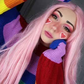 Angle Lucky Pink Straight Wig for Women Light Pink Wig Lace Front Wig Synthetic Glueless Wig Heat Resistant Fiber Premium Daily Wear Wigs 24Inch