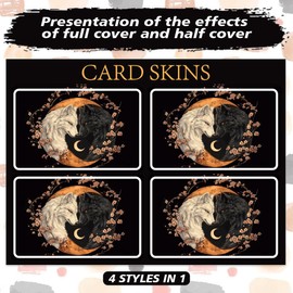 Peacoblue Bank Card Sticker Retro Wolves and Moon with Cherry Credit Debit Card Custom Skin Cover Protector, 4 Styles Scratch-Proof and Attractive Decal for Most Popular EBT Transportation Key Card