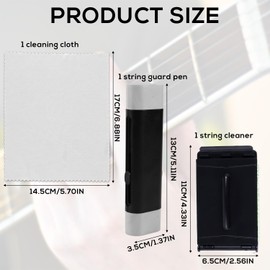 3-Pack Guitar String Cleaner Kit, Maintenance Kit Fretboard Cleaning Cloth Tool & String Guard Pen for Violin, Bass, Ukulele & Electric Guitars