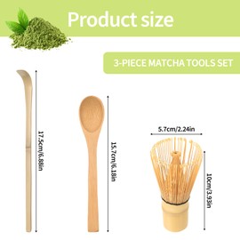 3 Pcs Bamboo Matcha Whisk Set,Handmade Chasen Brush&Spoon Japanese Tea Tool