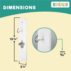 Barcaloo Hook and Ring Game with Botle Opener and Magnetic Bottle Cap Catch - Adult Ring Toss Game for Indoor Use White