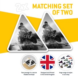 2 x Triangle Stickers 7.5cm - BW - ATV Quad Bike Motorbike Biker Fun Decals for Laptops,Tablets,Luggage,Scrap Booking,Fridges #40789