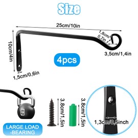 LDHHYH Pack of 4 Hanging Basket Brackets, Plant Wall Mount, Wall Bracket, Hanging Basket, Hanging Basket Holder, Hanging Basket Hanging Metal Plant Holder Hanging for Planters, Bird Houses