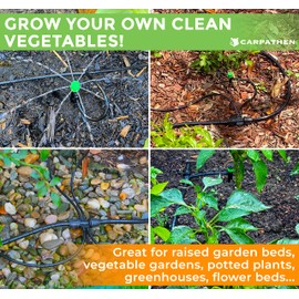 CARPATHEN Drip Irrigation Fittings Kit - 5/16” to 1/4” Connectors - (15-Pack) - 5 x Barbed Tee Connector for 5/16 to 1/4 Irrigation Tubing - 5 x Tee Splitter for 1/4 tubing - 5 x 1/4 End Plugs