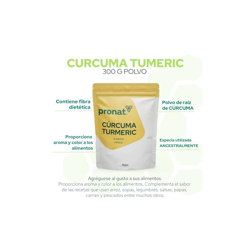 PRONAT | Cúrcuma Turmeric, Suplemento Alimenticio, Alimento en Polvo, Bolsa