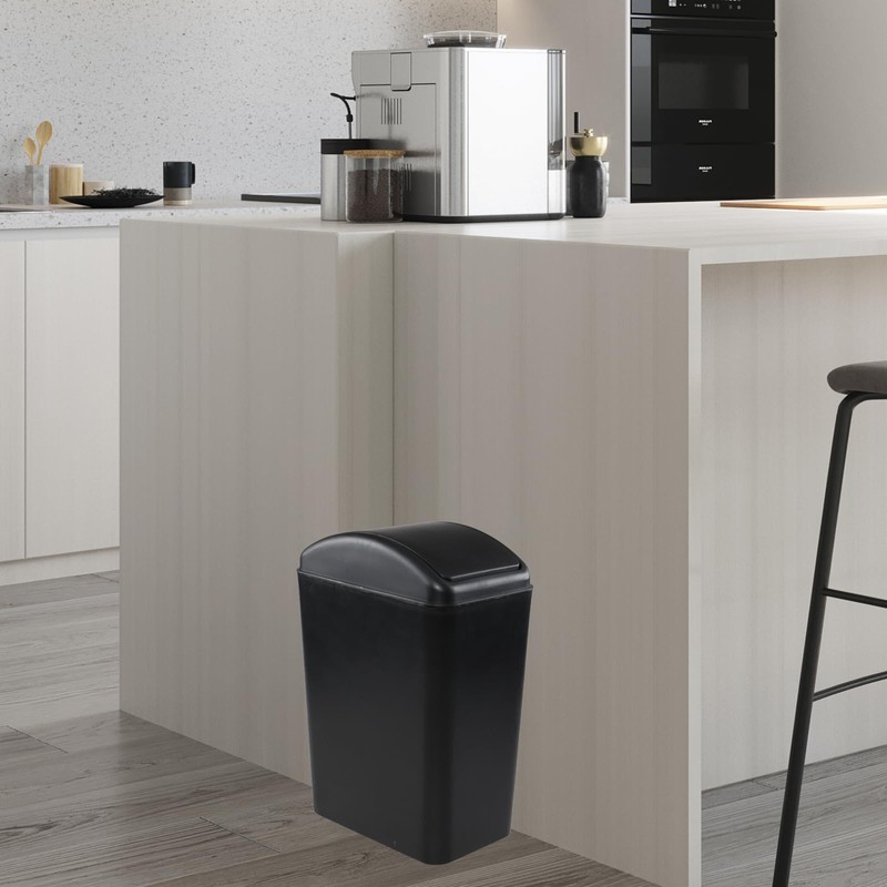 Oymlclivisa Black Plastic Swing Top Bin, 20 L Plastic Trash