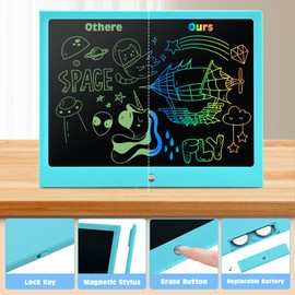 cimetech Kids LCD Writing Tablet, 15 Inch Colorful Doodle Board Drawing Pad, Toddler Educational Toys for 3 4 5 6 7 8-12 Years Old Boys Girls Drawing Tablets Kids Birthday Chirstmas Gifts (Blue)