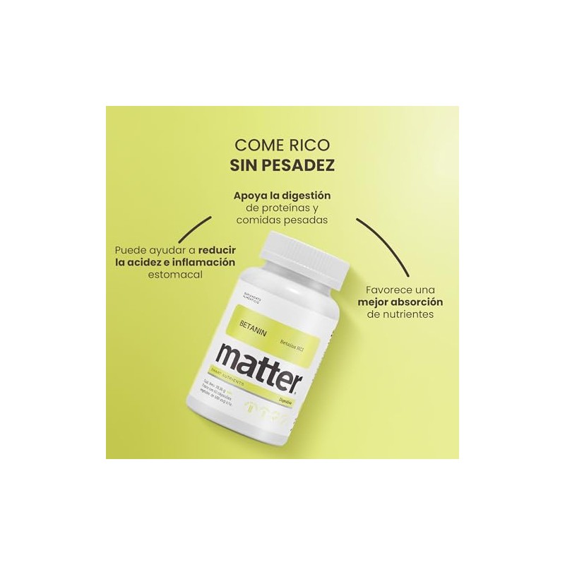 Matter Betanin Suplemento Betaína Hcl 500 Apoya Digestión Óptima Bienestar