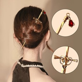 HERSAUL Hair Chopsticks for Women Chinese Hair Sticks for Buns Vintage Sword Hair Pin Metal Sword Hair Stick Chinese Hanfu Accessories(4Pcs)