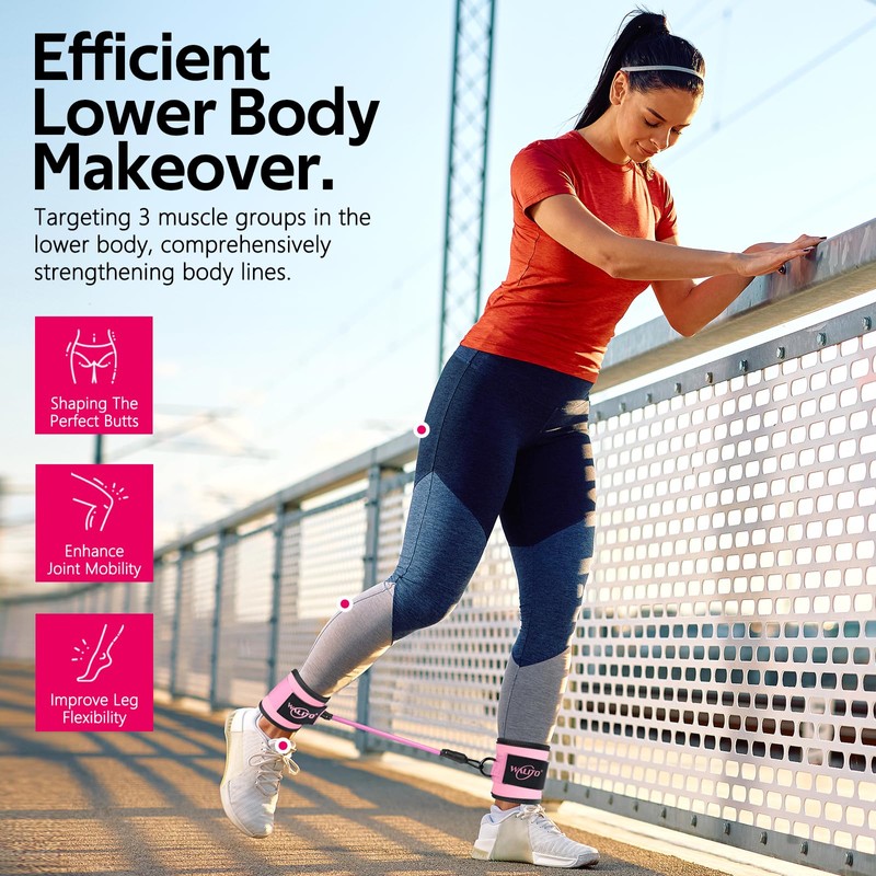 WALITO Ankle Resistance Bands with Cuffs, Ankle Bands for Working
