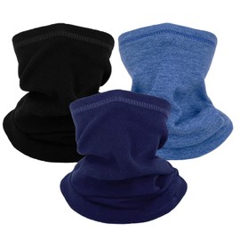 lifwimner Pack of 3 Loop Scarf Children, Winter Children's Tube Scarf Neck Warmer for Children Windproof Ski Mask for Outdoor Skiing Cycling, Blue + black + navy