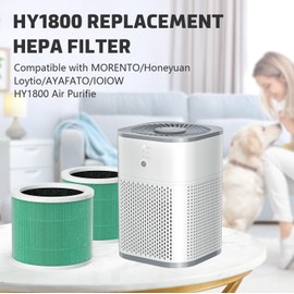 HY1800 True H13 HEPA Replacement Filter Compatible with Loytio/Honeyuan/AYAFATO/IOIOW and MORENTO HY1800 Air Cleaner Purifier,3-in-1 Filtration System,H13 True HEPA and Activcated Carbon, Green