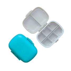 Noguez. 2 Pack de Pastillero Organizador para Medicamentos de Material Seguro, Sustentable y Amigable con el Medio Ambiente, Pastillero Portátil Antihumedad de Fibra de Trigo, Pill Organizer. (8 Departamentos, Beige y Azul)