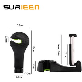 Car Headrest Hooks with Locking Design, Vehicle Car Seat Back Hidden Hooks with Phone Holder, Car Hooks Hanger for Bag, Purse, Grocery Shopping Bag, Coat (Black/4Pcs)