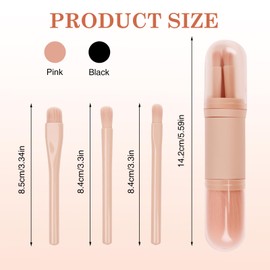 Quuztao 2 Sets Travel Makeup Brushes, Retractable 4 in 1 Portable Mini Makeup Brushes
