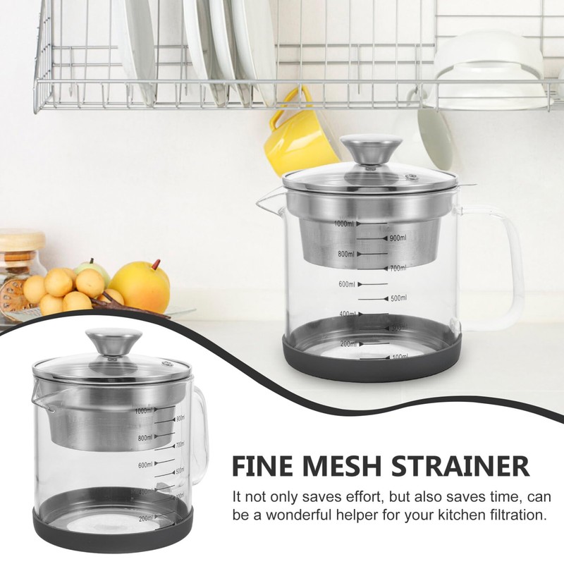 Luxshiny Soy Milk Filter Pot 1L Glass Container with Fine