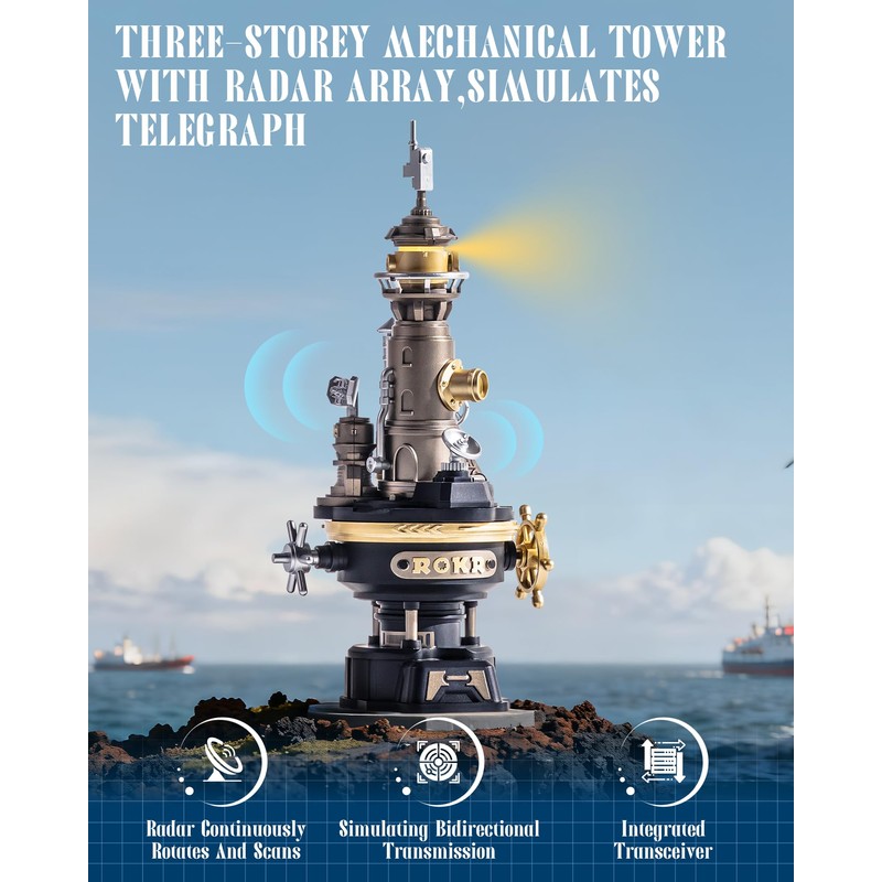 ROKR Navi Lighthouse Mechanical 3D Puzzle, Lighted DIY Building Set