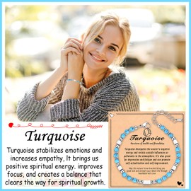 Wisedawn Turquoise Jewelry for Women, Healing Natural Stone Silver Tennis Bracelet for Women Friend, Mothers Day Gifts for Mom, Guraduation Gift for Her