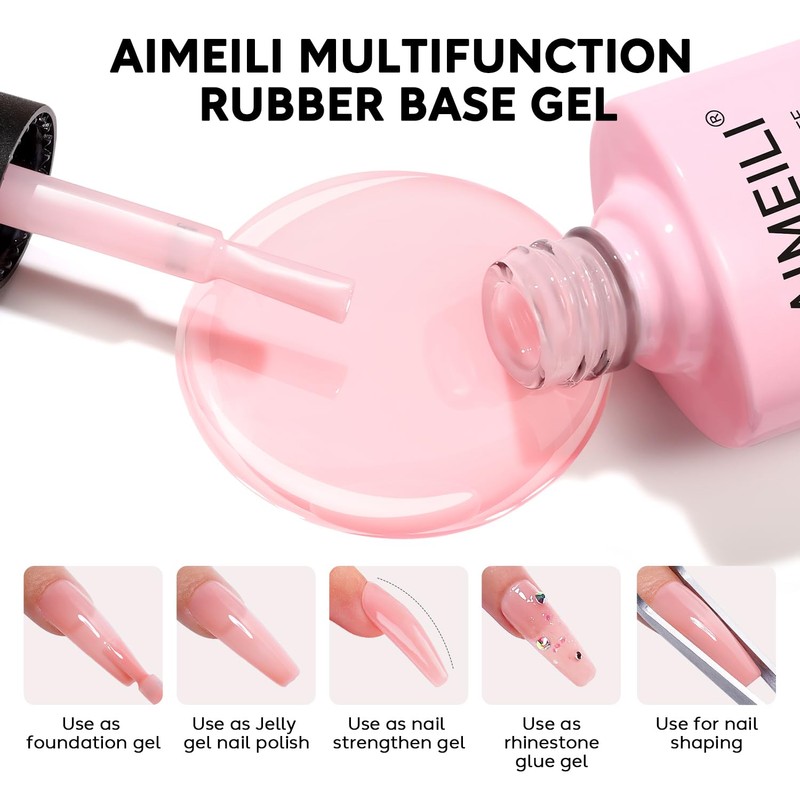 AIMEILI Rubber Base Gel Soak Off UV LED Rubber Base