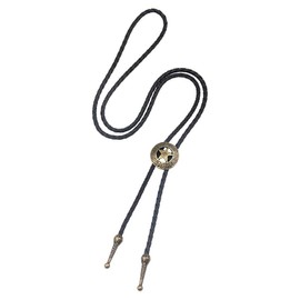 AZORA Native American Western Cowboy Bolo Tie Gold Star Disc Leather Necktie Cord Bola Tie for Women Men