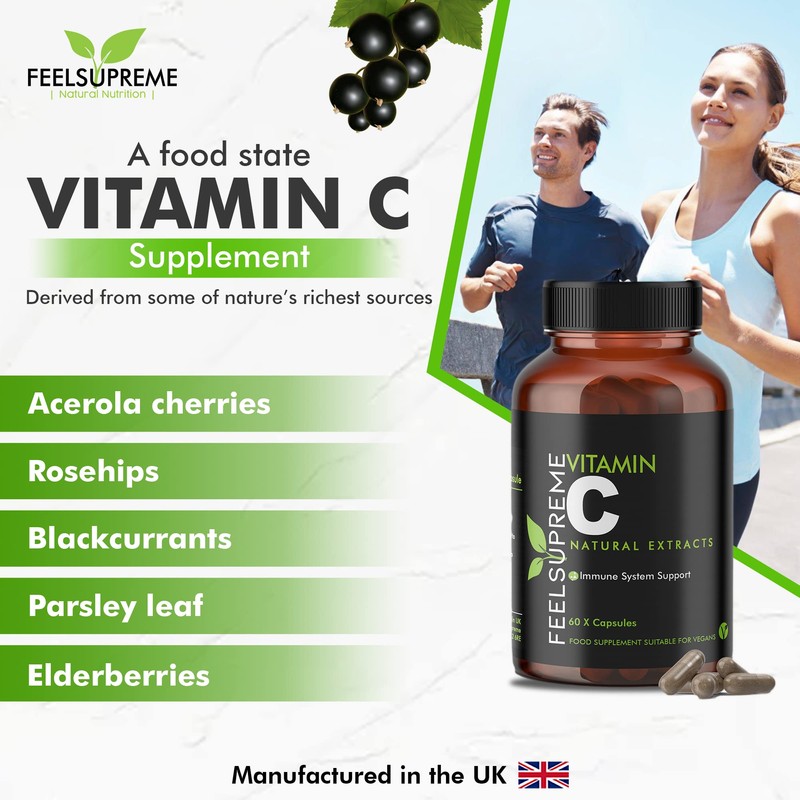 100% Natural Vitamin C 60 High Strength Food State Non-Synthetic