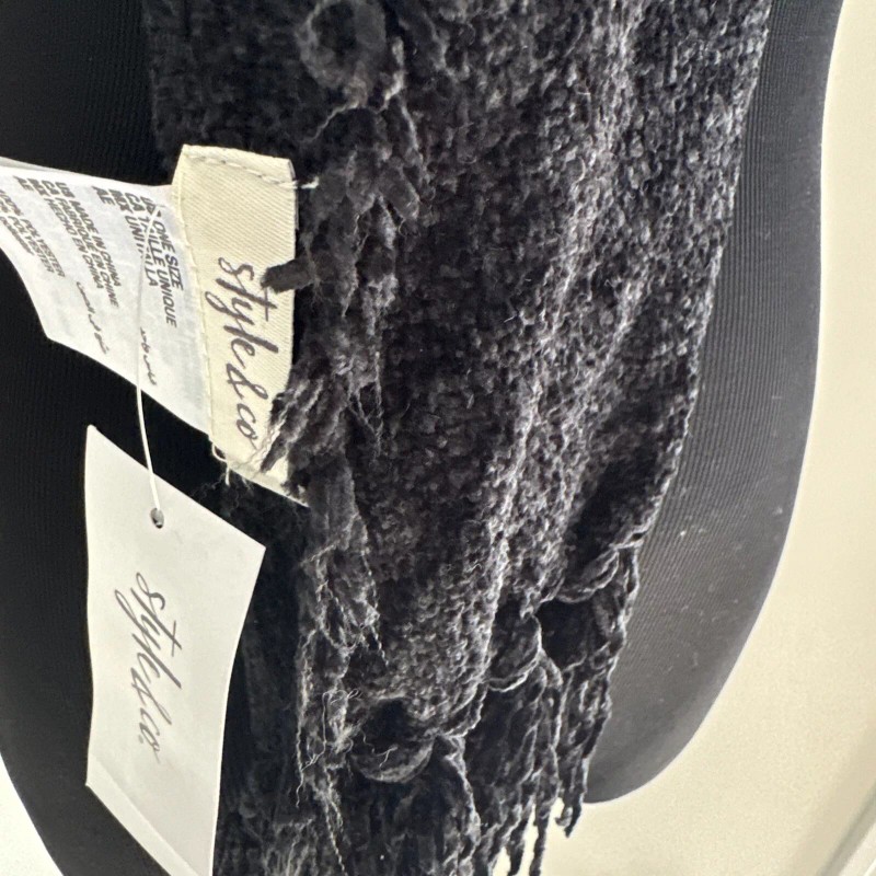 Style&co. STYLE & CO Women's Soft Black Fringe-Trim Scarf