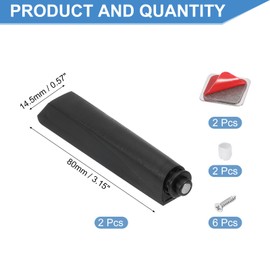 uxcell 2 Pcs Magnetic Push Latches for Cabinet Door, 3.15x0.57 Inch Push to Open Door Latch Cabinet Hardware, Hidden Door Release Drawer Pull on Closet Touch, Plastic Black 80x14.5mm