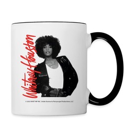 Spreadshirt Whitney Houston Photo with Pink Nameplate Two-Tone Mug, One Size, white/black