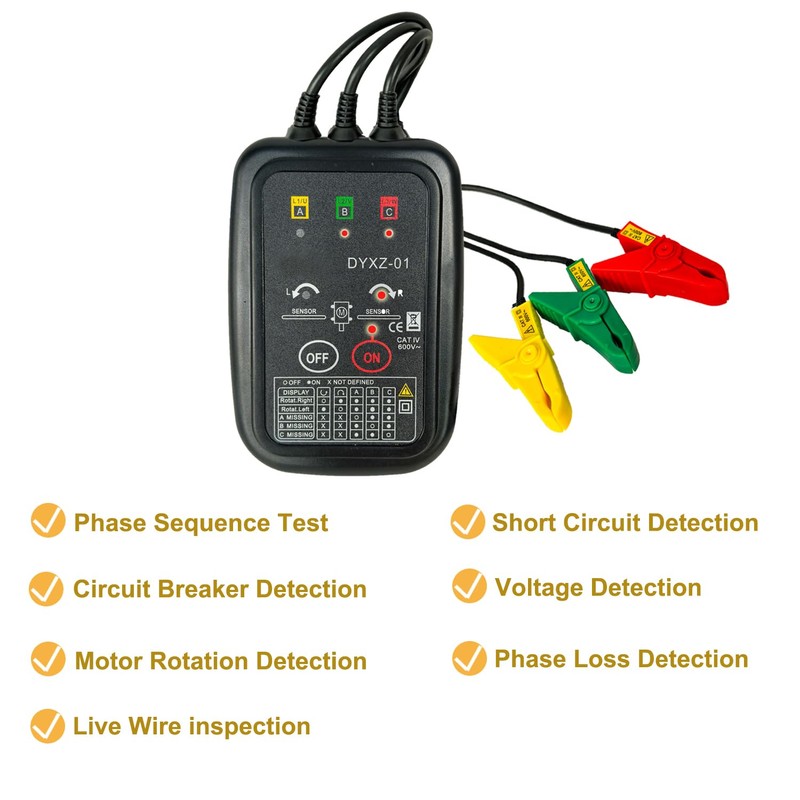 Non-Contact 3 Phase Rotation Meter | Motor Rotation Tester for