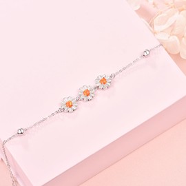 KINGWHYTE Daisy Armband 925 Sterling Silber Armband Daisy Opal Armband für Frauen Mädchen Schmuck Daisy Geschenke