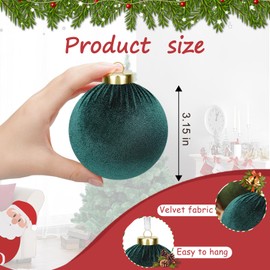15 Pcs Velvet Christmas Ornaments Ball, 3.15" Christmas Tree Decorations Set, Shatterproof Hanging Xmas Ornaments Ball for Xmas Decor- Multicolor Green, Brown Dark, Brown, Neutral
