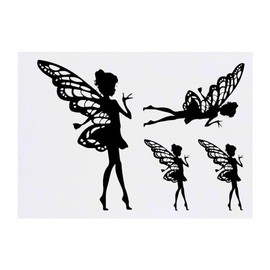 4 x 'Fairy With Wings' Temporary Tattoos - Water Resistant, Skin-Safe, Non-Toxic Transfers, Mixed Sizes (TO00070154)