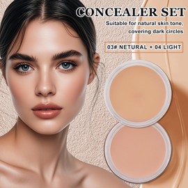 LZXLUKGIR 2PCS Under Eye Concealer for Dark Circles Color Correcting Corrector Full Coverage,Pro Tattoo Cover up Makeup Concealer Makeup (03 Netural+04 Light)