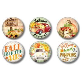 Red Truck Fall Decor Magnets with Apples and Pumpkins for Farmhouse Autumn Harvest - Set of 6 - Cute Locker Magnets For Teens - Cute Thanksgiving Whiteboard Magnets For Home School or Office