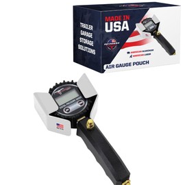 Pit Posse 461 Air Gauge Holder Pouch for Car Enclosed Trailer Garage Shop - Made in USA - Aluminum Tire Meter Air Pressure Gage Storage Hanger Organizer - 5 Year Warranty (Small/Silver)