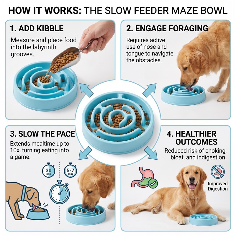 Eco-Friendly Non-Slip Slow Feeder Dog Bowl