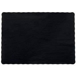 Hoff 50 Black Paper Placemats Scalloped Edge 10x14