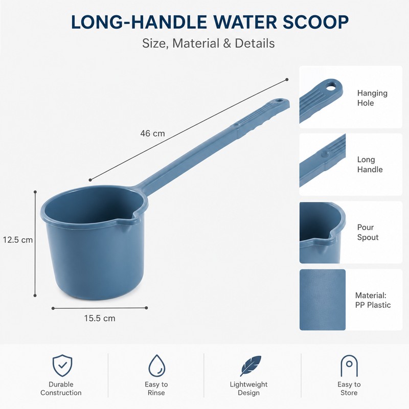 Long-Handle Water Scoop with Pour Spout – Large-Capacity PP Plastic