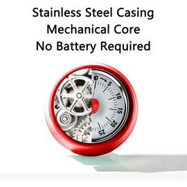 BOMANSI BOMS Mechanical Kitchen Timer, Kitchen Countdown Cooking Timer Reminder No Battery Required Magnetic Management Time (Red)