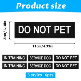 6pcs Do Not Pet Patch Service Dog Patches Removable Tactical Dog Harness Patches with Hook Backing Black Vest Patches in Training Dogs Patches for Harness Vest Collar with Hook and Loop Tape