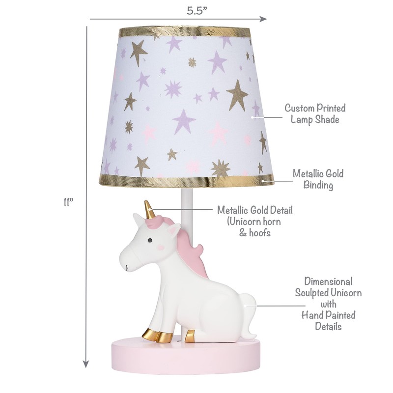 Rainbow Unicorn Lamp with Shade & Bulb